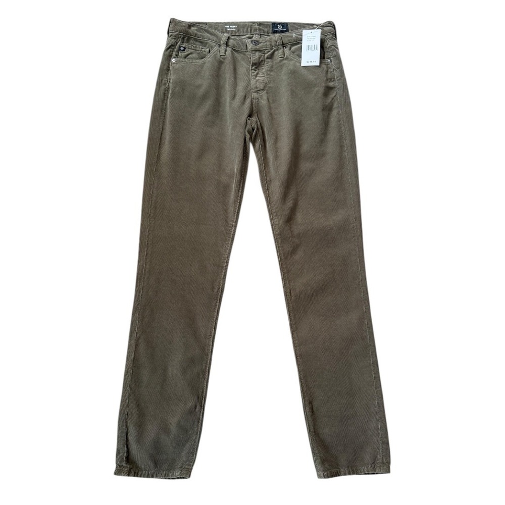 AG Adriano Goldschmied Prima Cigarette Leg Corduroy Pants Olive Green 4 27 NWT